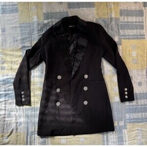 FashionNova Luxe Black Long Sleeve Pearl Blazer Women's Sz S
